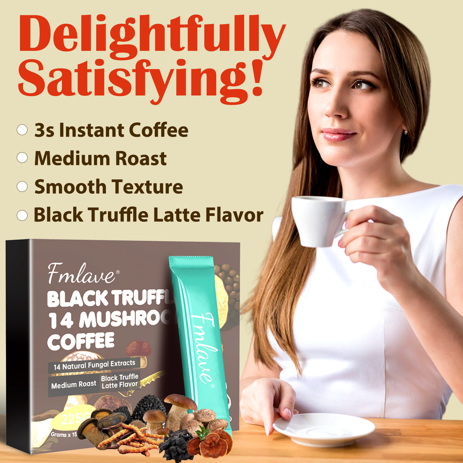 2 pack 14 Mushroom Coffee Organic Instant Coffee Brain & Energy Boost 30 sachets