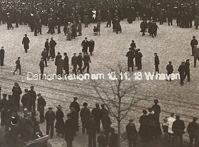 POST-WW1 GERMAN FREIKORPS WILHELMSHAVEN DEMONSTRATION PHOTO POSTCARD RPPC