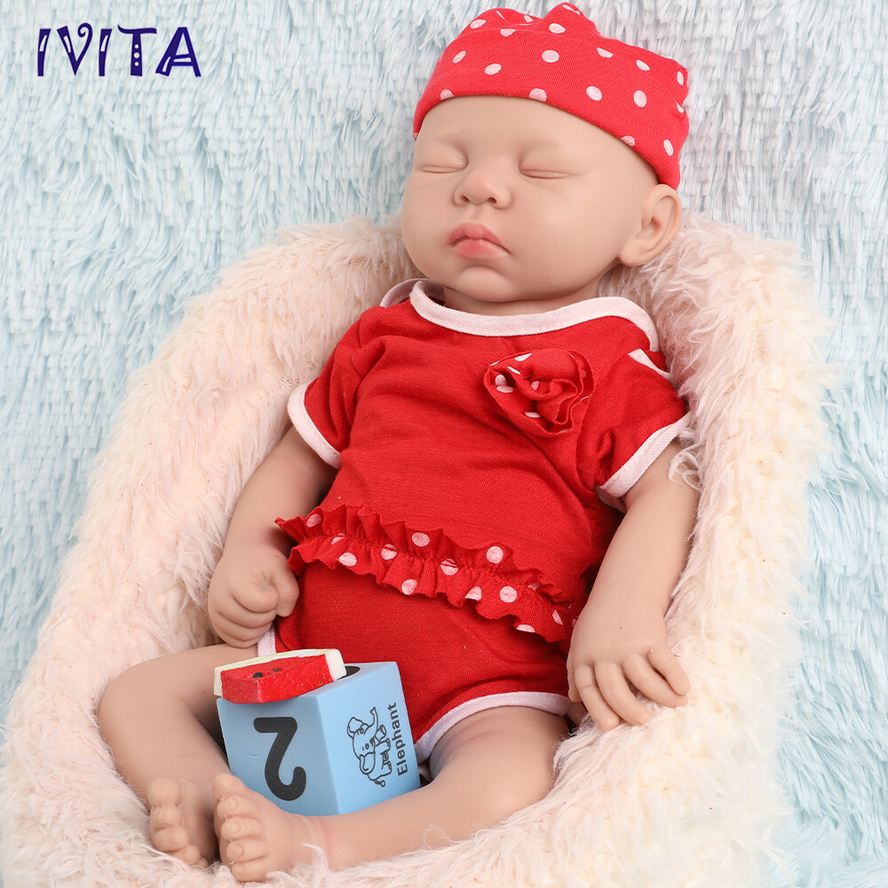 18" 3200g Handmade Sleeping Baby Newborn Girl Lifelike Silicone Reborn Doll Toys