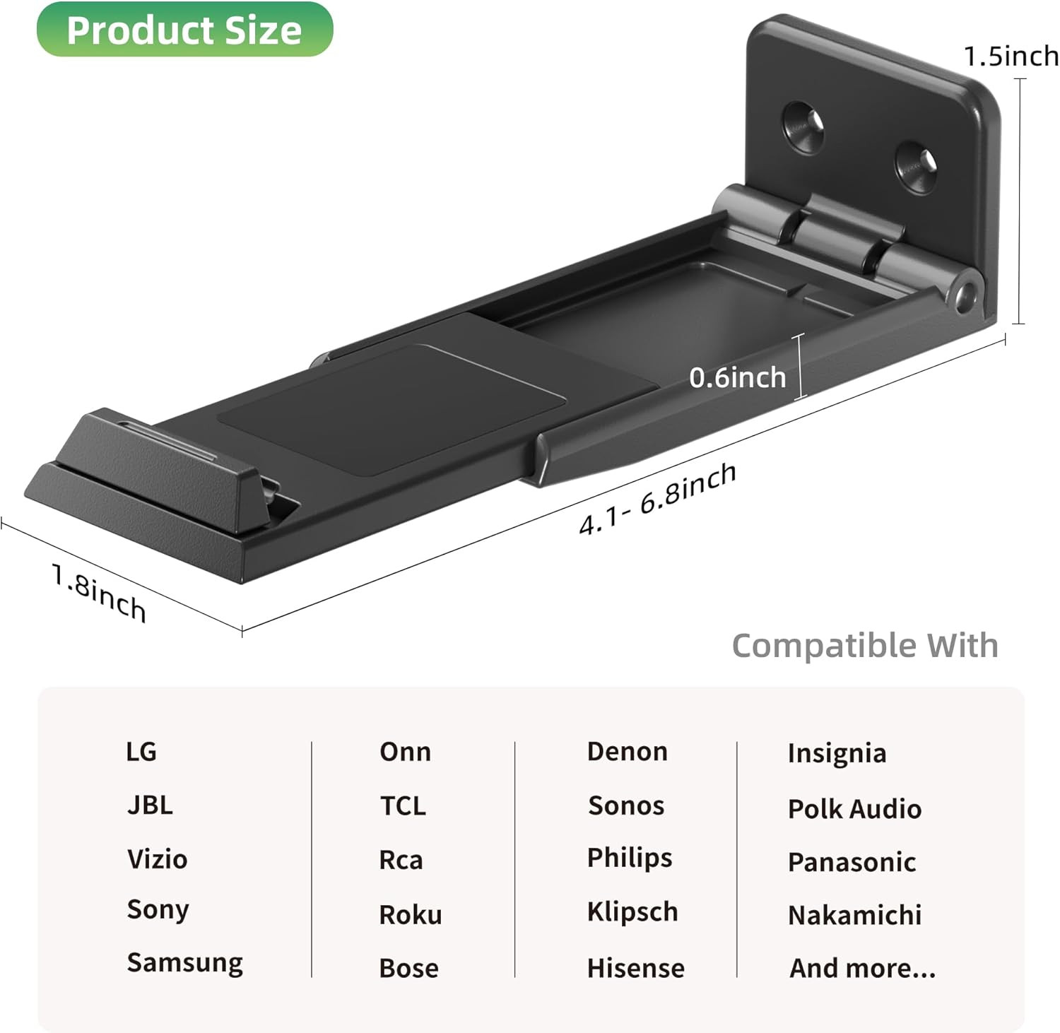 Soundbar Wall Mount Bracket for Samsung, LG, Sony, JBL, Vizio, Sonos and More, D