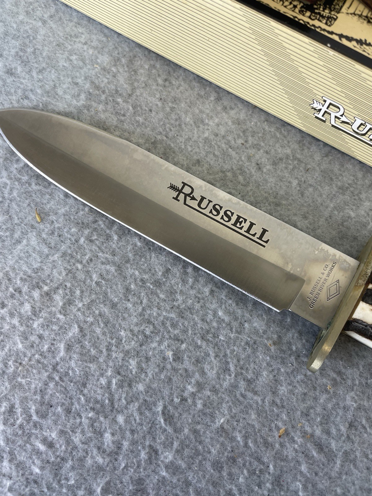 J. Russell Green River Works Argentina Bowie Knife Stag Handle