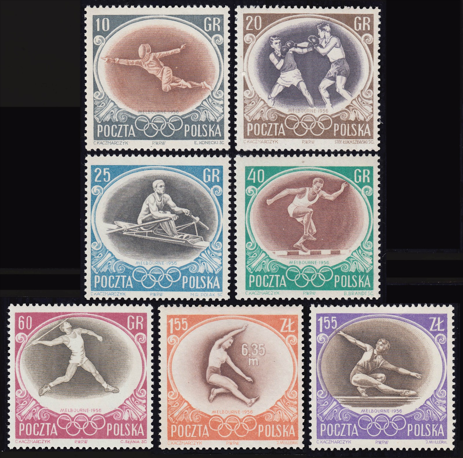 Poland #750 - 756 Mint Never Hinged 1956 Olympic Games