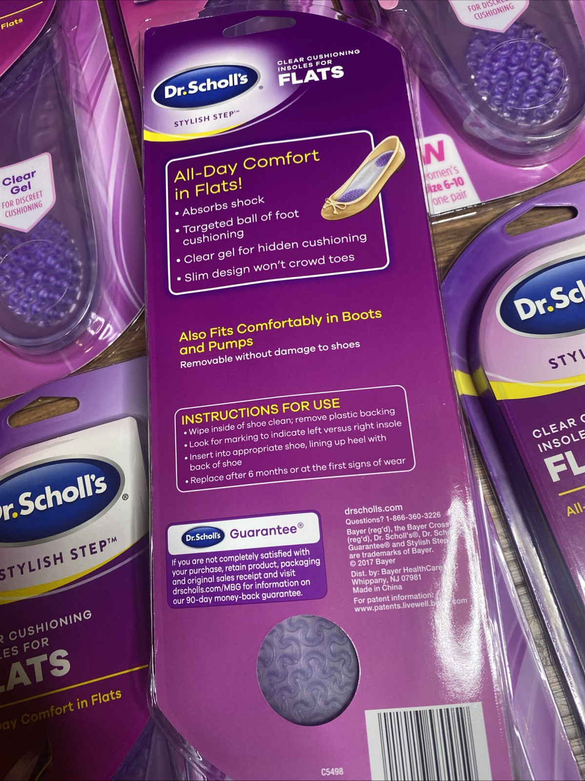 Dr. Scholls Stylish Step Insoles for Flats Clear Cushioning WOMENS * 6 PAIR *