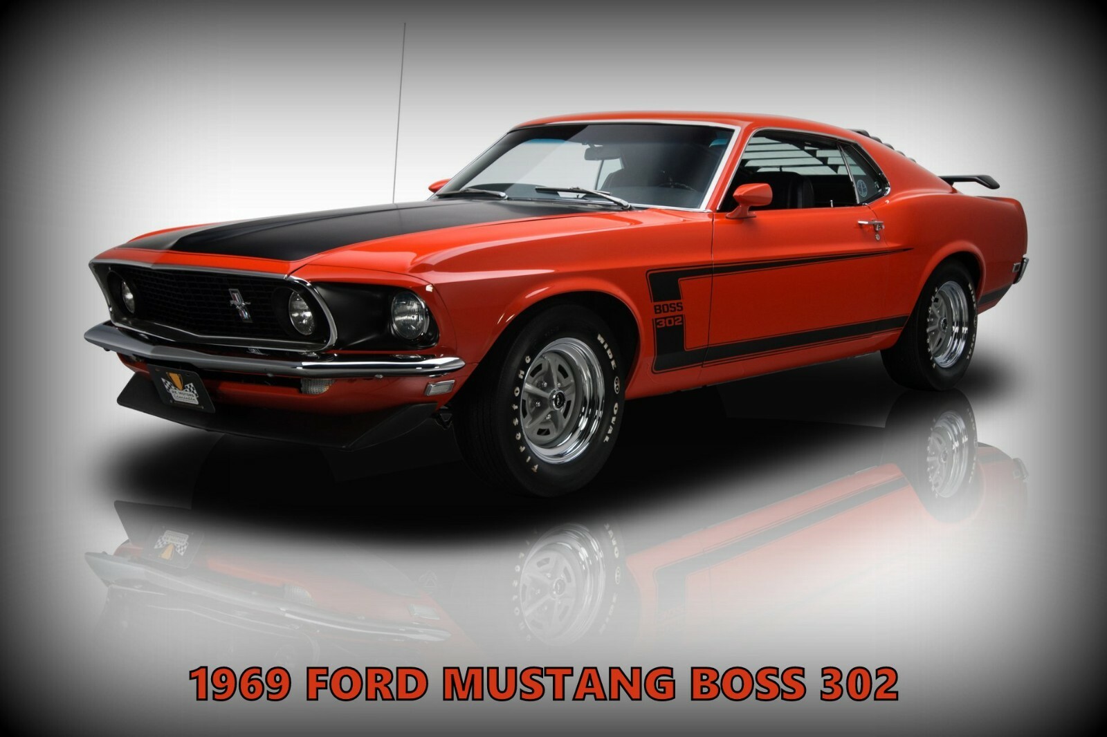 1969 Ford Mustang Boss 302 New Metal Sign: Pristine Restoration in Orange
