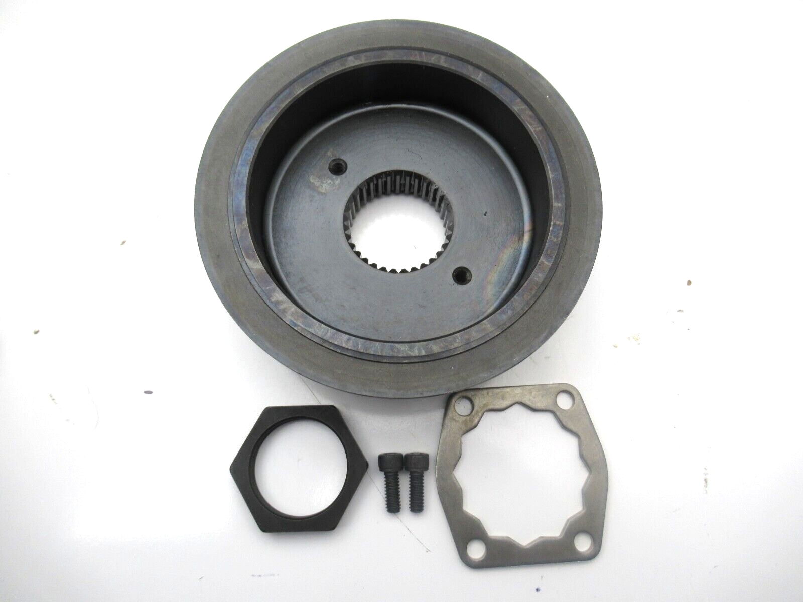 HARLEY BELT PULLEY, 34 TOOTH, With NUT, LOCK PLATE, AND SCREWS Fits 1985-2005