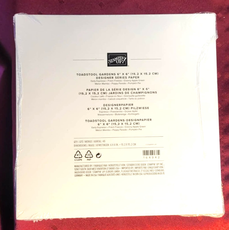 Stampin' Up! TOADSTOOL GARDENS 6" x 6" designer series paper 48 double-sided