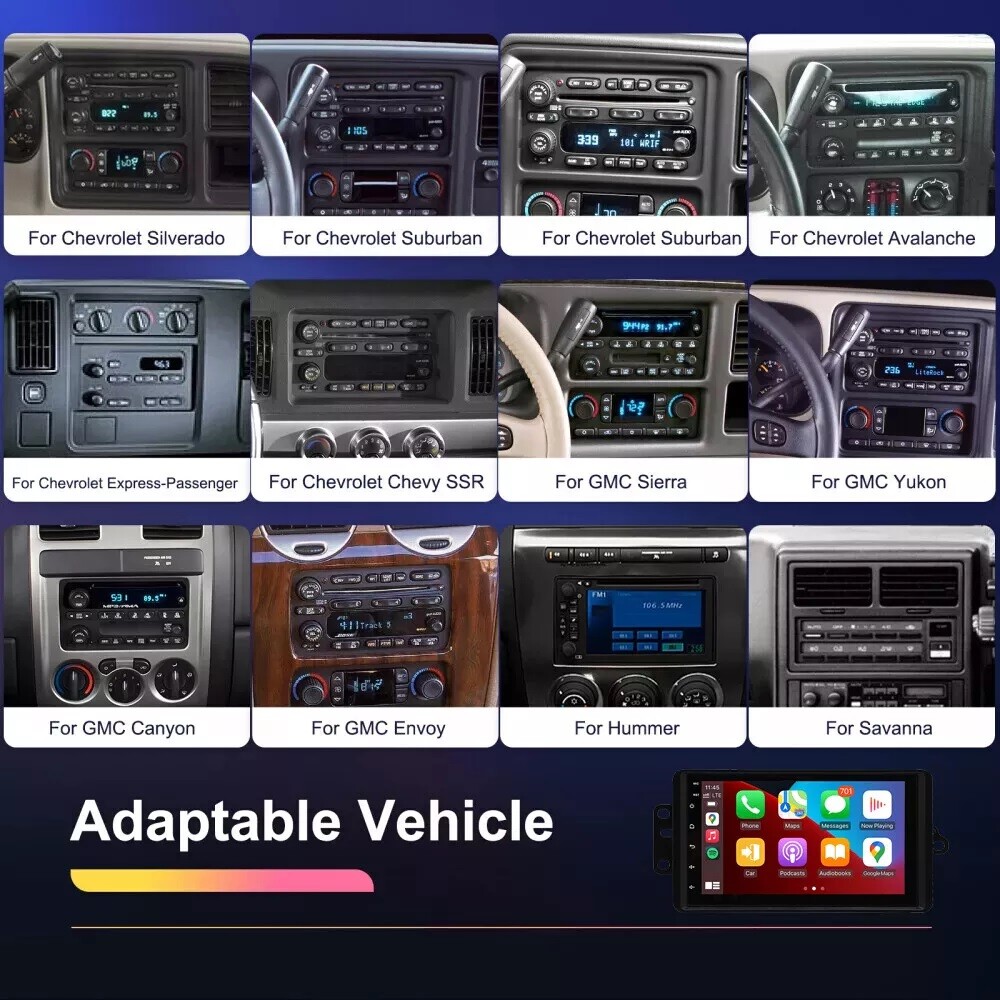 Android 13 CarPlay Car Radio For 2003 2004 2005 2006 GMC Sierra 1500 2500 3500