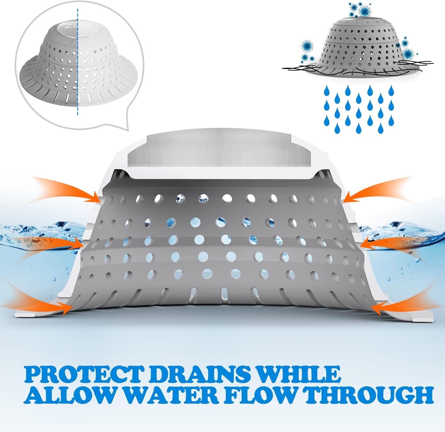 Bathtub Drain Hair Catcher, Premium Silicone Shower Catcher, Built to Protect Tu