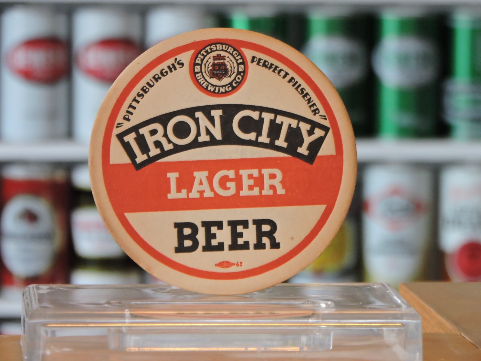 IRON CITY LAGER BEER, 4" COASTER PITTSBURGH BREWING CO., PITTSBURGH, PA.