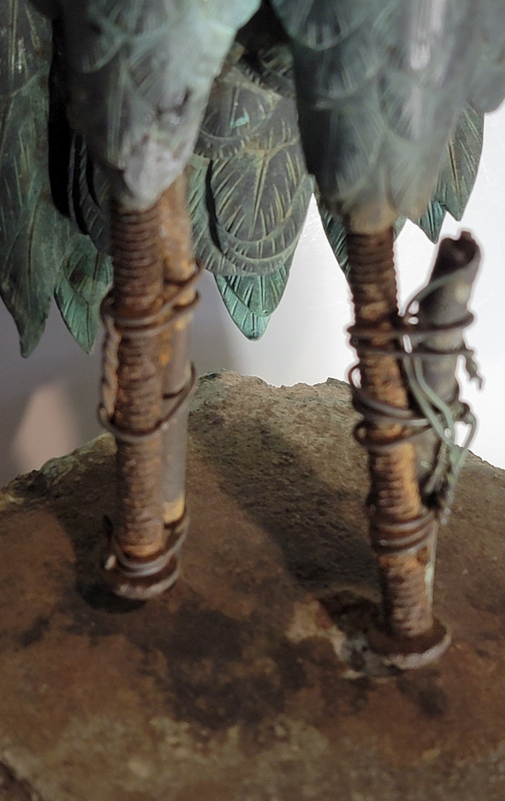 Antique 13" Bronze Verdigris Fountain Crane Salvaged Highly Detailed 9.8 LBS