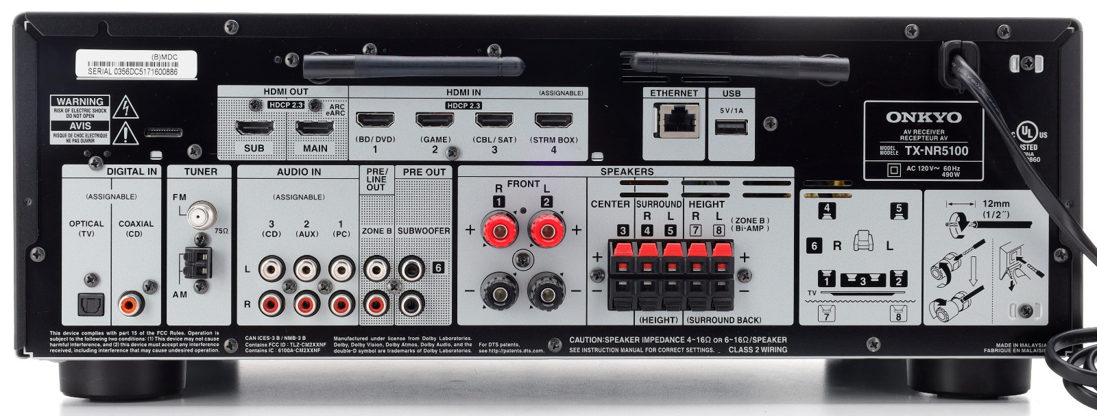 Onkyo TX-NR5100 80-watt 7.2-channel A/V Receiver