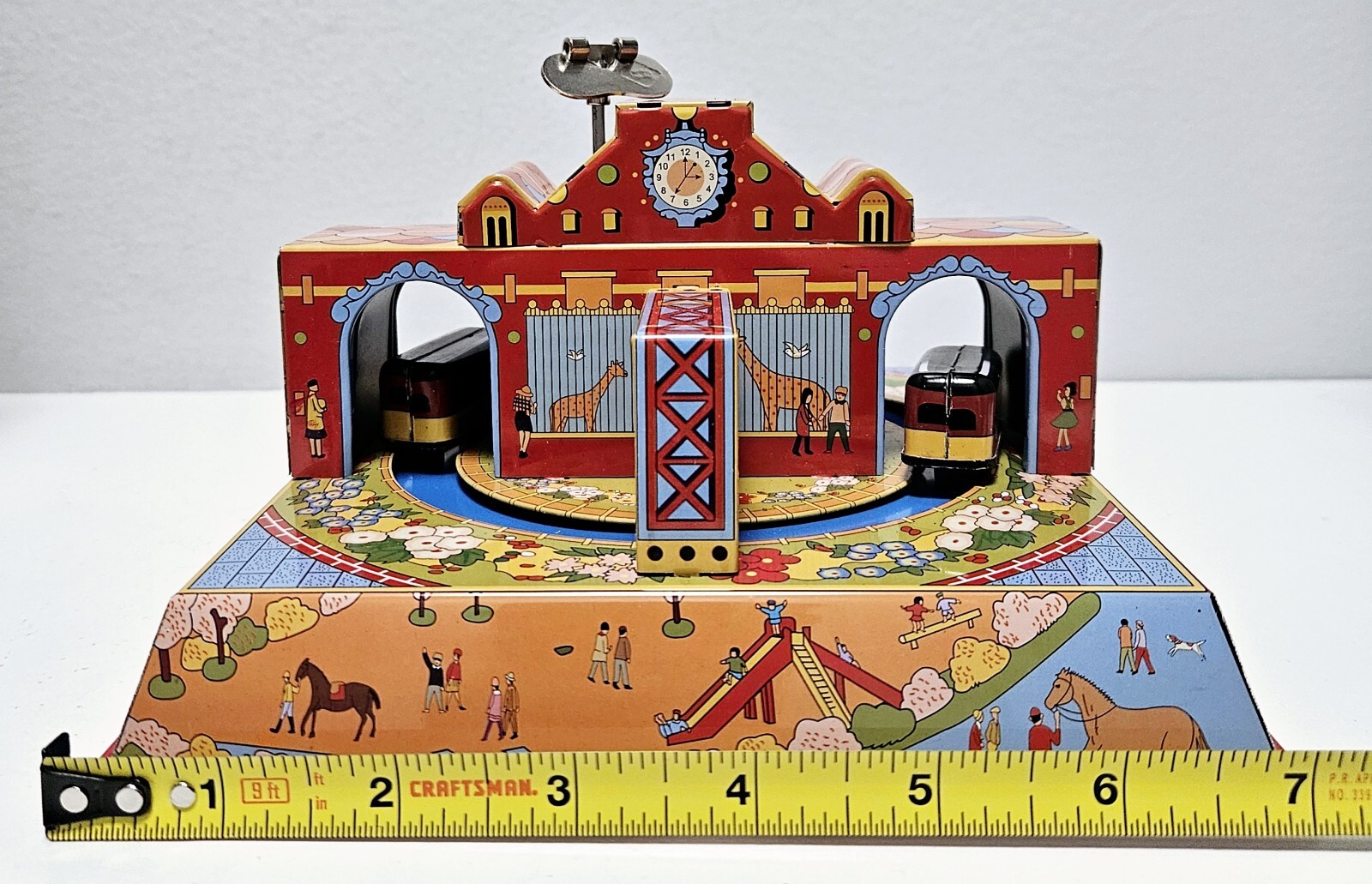 Merry Town Mechanical Wind-Up Tin Toy with Original Box by Ha Ha Toy