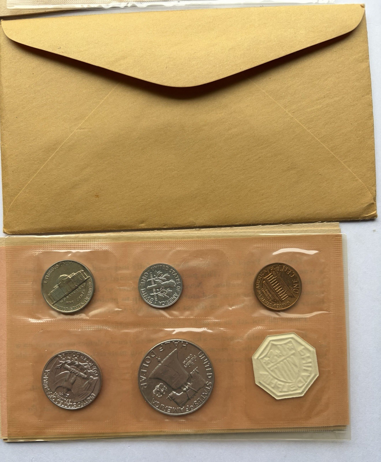 FRANKLIN HALF 1963 P U.S. MINT 90% SILVER PROOF SET 5 COINS & ENVELOPE & INSERT