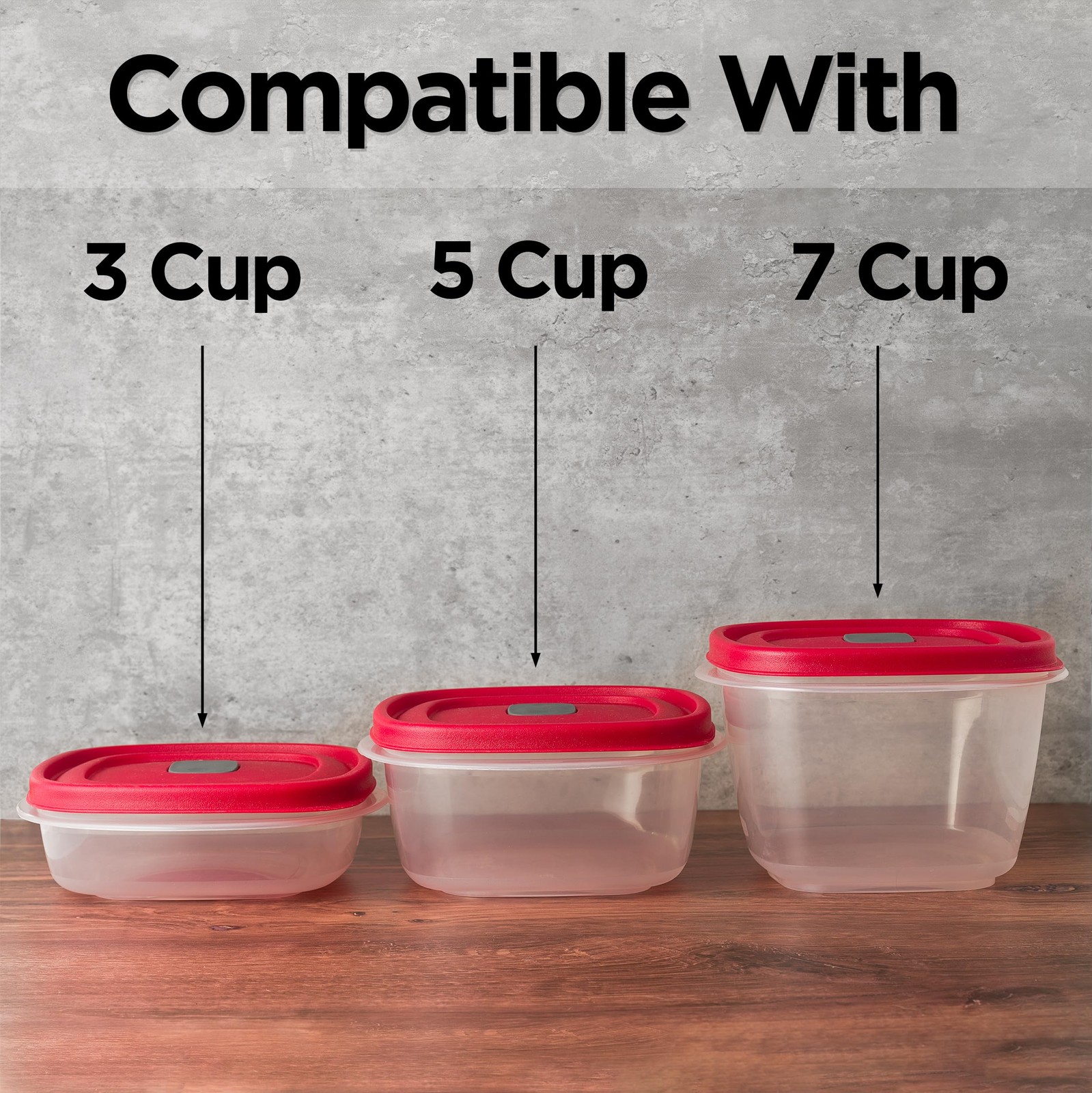 3/5/7 Cup Replacement Lids for Rubbermaid Food Storage Containers Steam Red