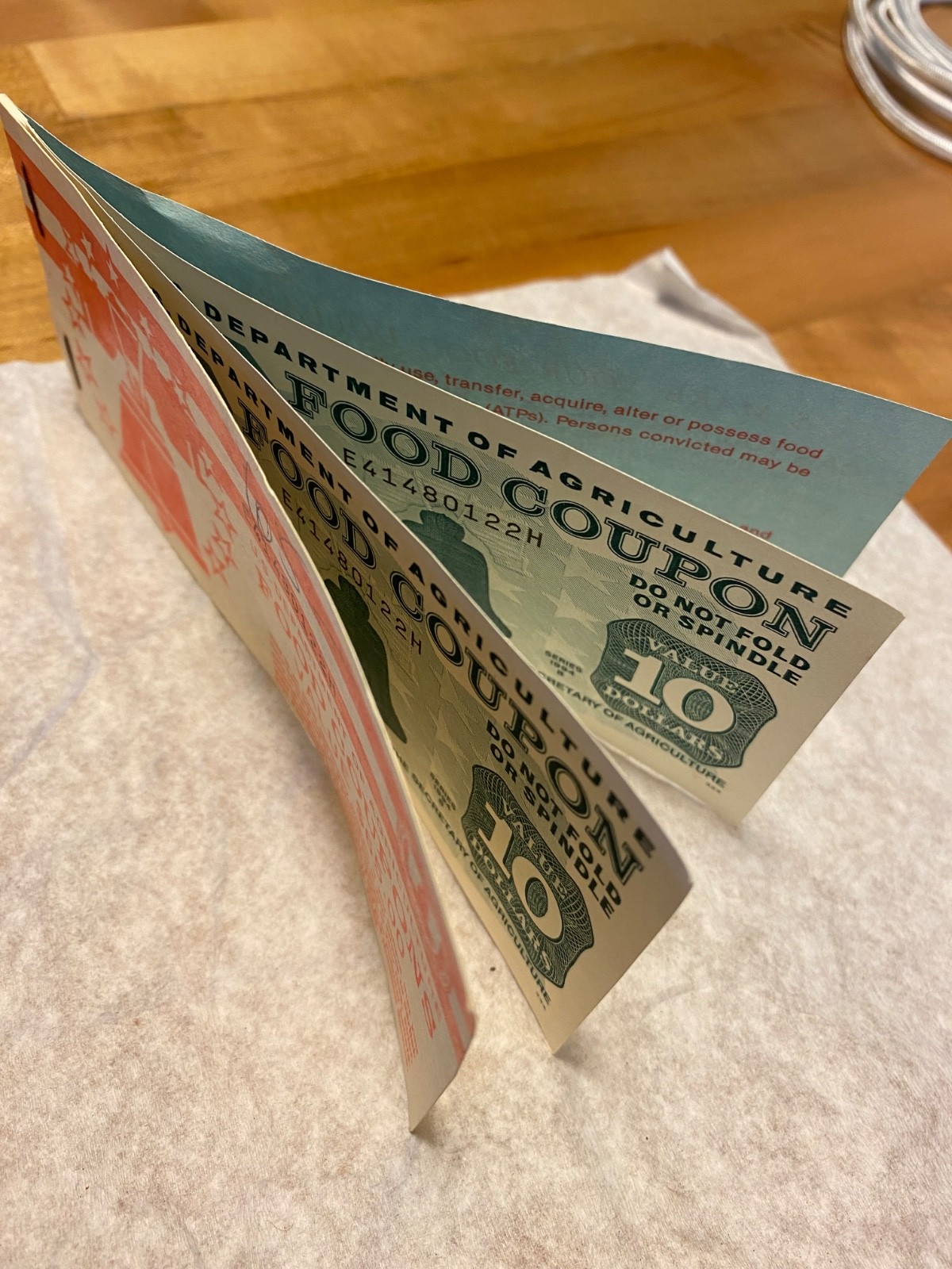 $65.00 - Food Stamp Coupon Book With TWO (2) $10.00 Coupons from 1994, M/C "H".