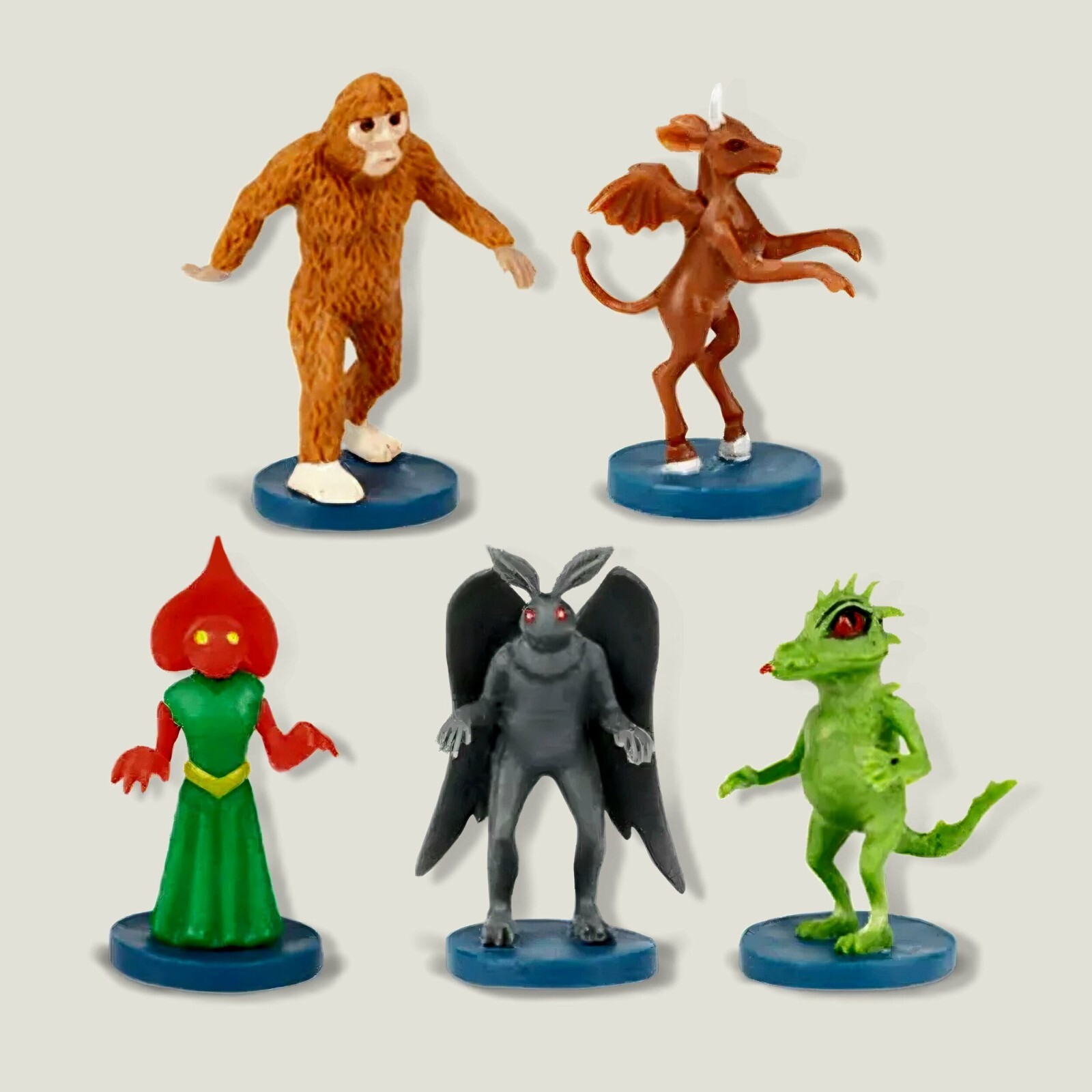 Mini Cryptid Box Set, Mothman, Bigfoot, Jersey Devil, Chupacabra, Flatwoods