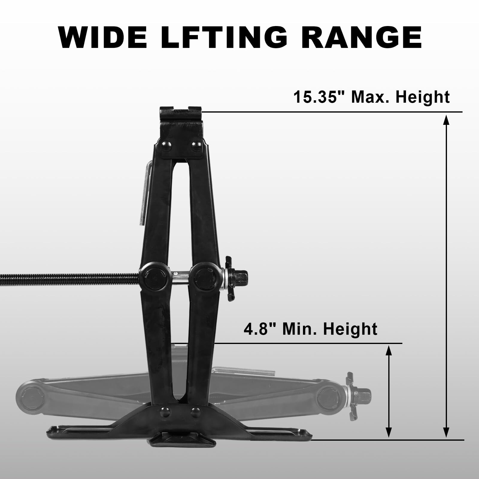 BIG RED Torin Wide Base Cross Car Scissor Jack, 1.5 Ton (3,000 lbs) , Black