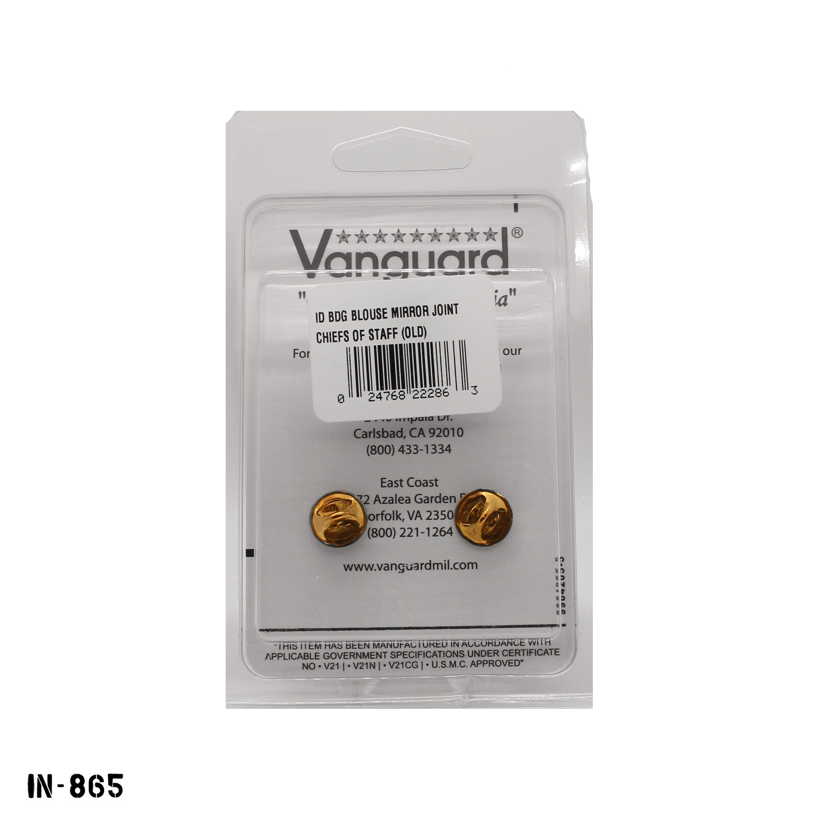 US MILITARY ID Badge Blouse "JOINT CHIEFS OF STAFF" Large Full Size Vanguard USA