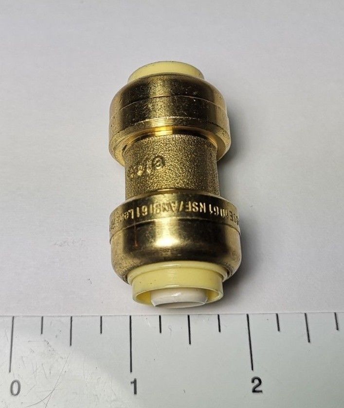 12) 1/2" X 1/2" PUSH FIT COUPLINGS WITH 1 FREE DISCONNECT CLIP, LEAD FREE BRASS