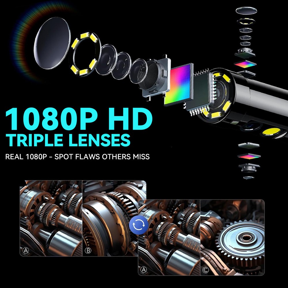 SCOPIX 10ft Tube 2-Way 360° Inspection Camera Articulating Borescope Semi Rigid