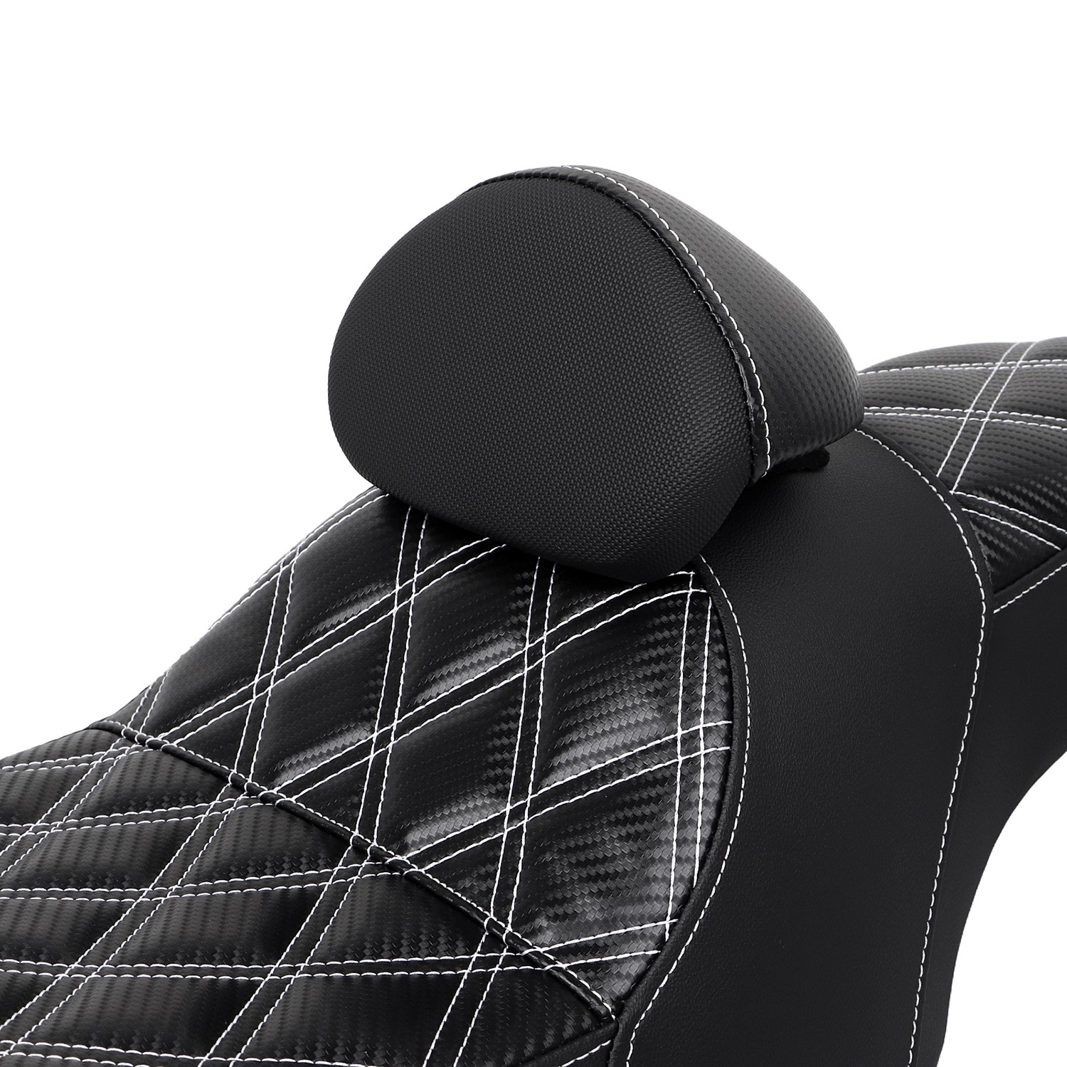 White Diamond Driver Passenger 2-Up Seat w/ Backrest For Harley Road King 97-07