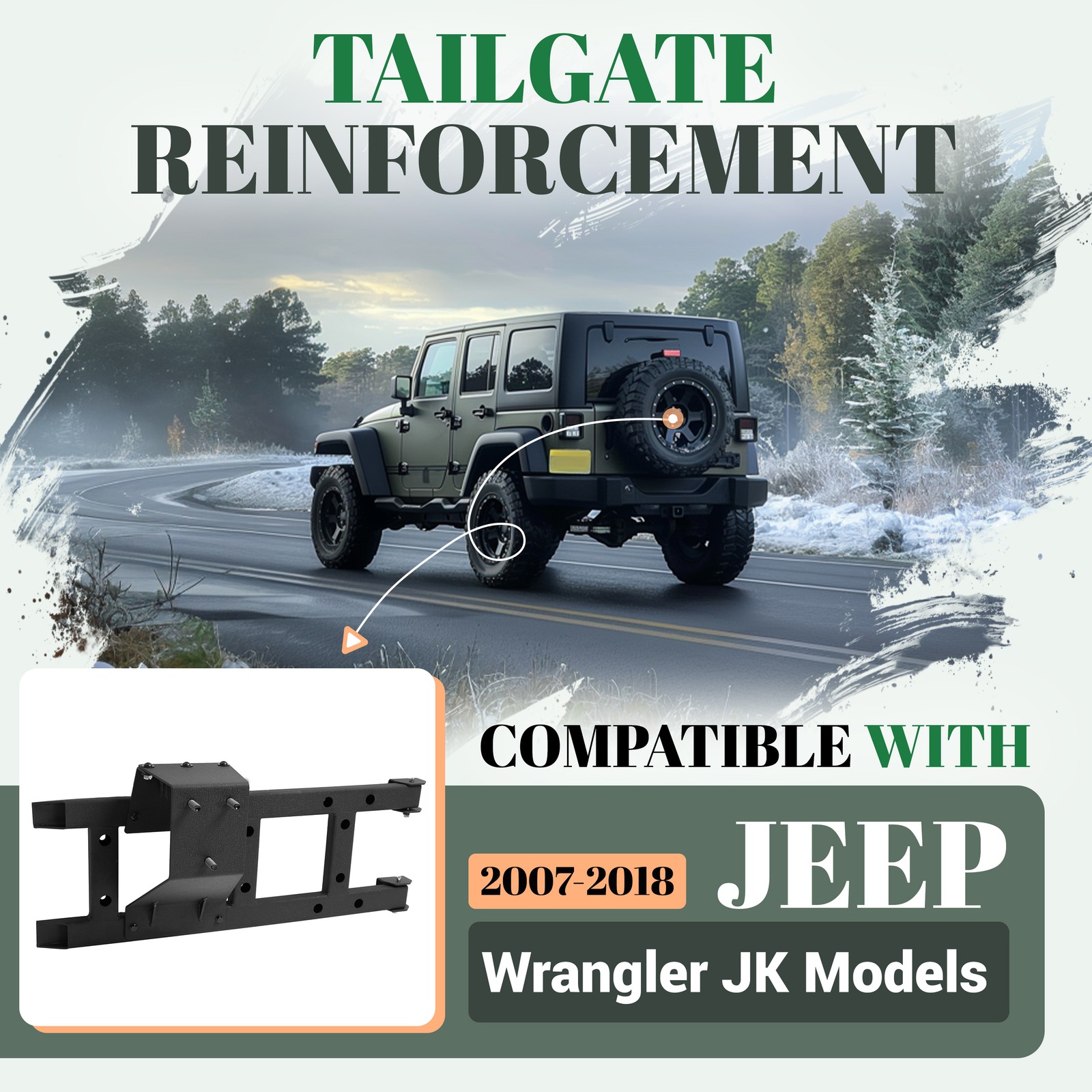 Hinge Spare Tire Carrier Tailgate Reinforcement For JEEP WRANGLER JK 07-18