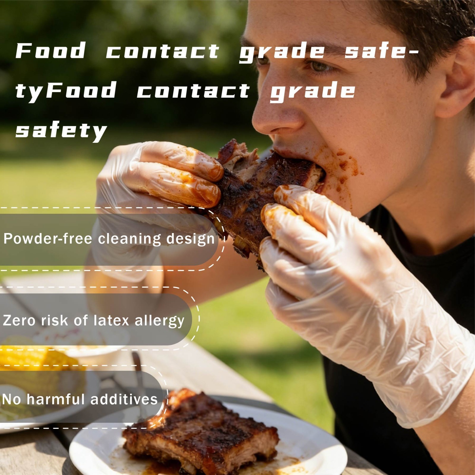 200Pcs Disposable TPE Gloves Food Safe BPA&Latex Free Stretchy for Food Handling