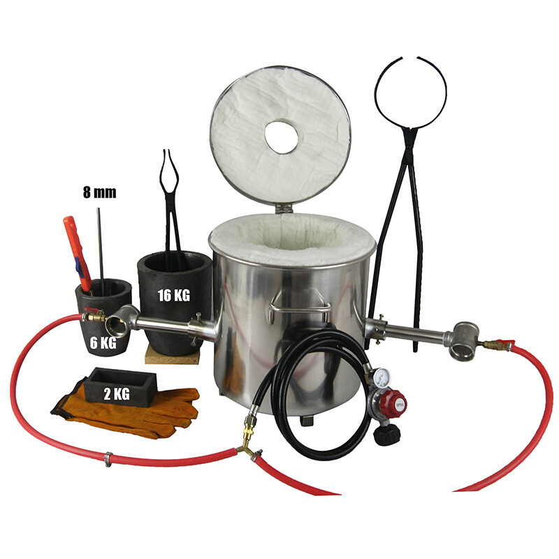 16KG Large Gas Metal Melting Furnace Smelting Kit with 2 Crucibles Casting Tools