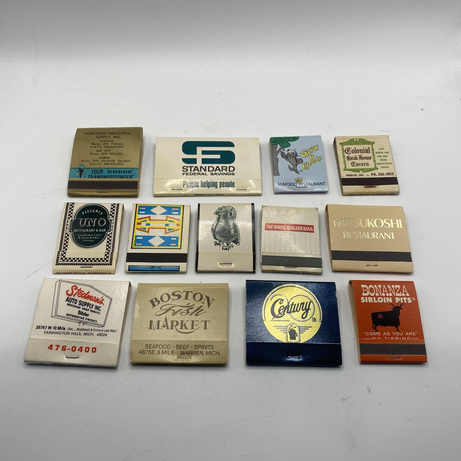 Vintage Advertising Matchbooks Lot 13 Restaurants Banks Auto Fish Market Steak