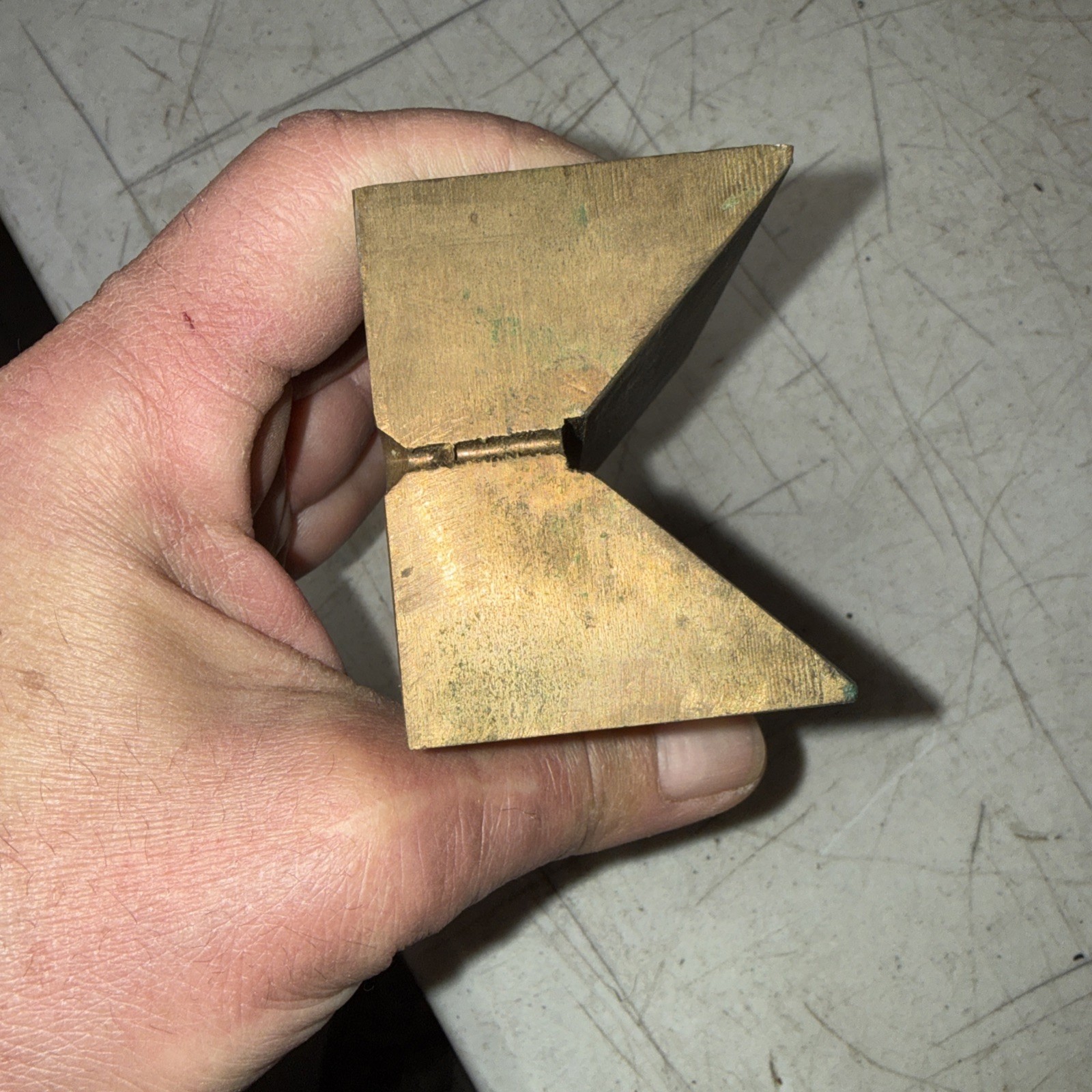 Vintage V-BLOCK 3 3/4” By 2 1/2” Made Of Solid Brass
