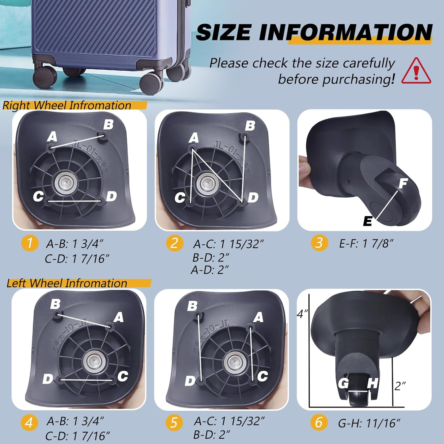 Luggage Wheels Replacement for Suitcase, Replacement Luggage Wheel Repair Sui...