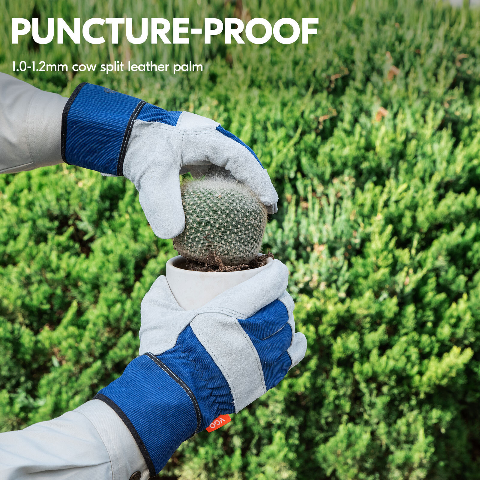 Vgo 1Pair Cow Split Leather Work/ Driver Gloves, Garden Gloves(CB3501-Blue)