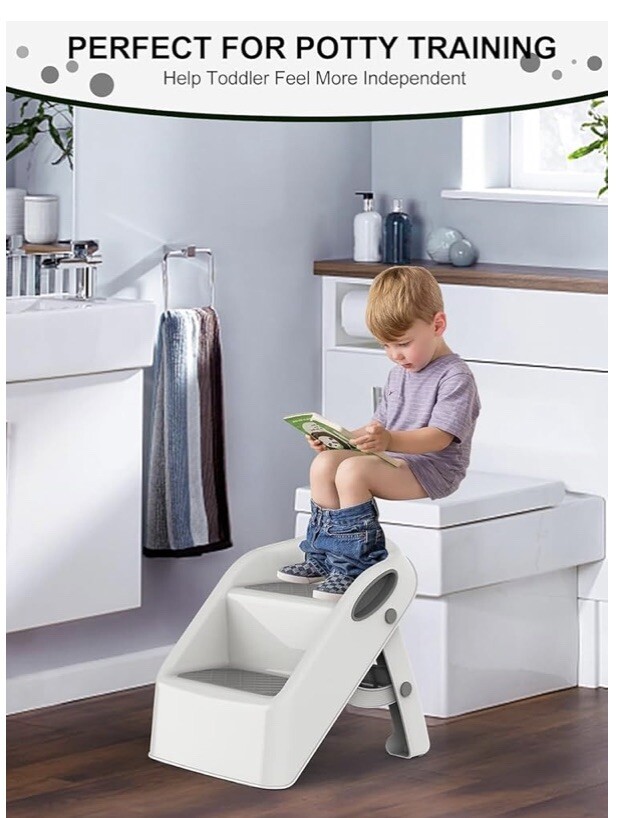 Toddler Kids Step Stool for Bathroom Sink | Foldable 2 Step Stool for Kids Blue
