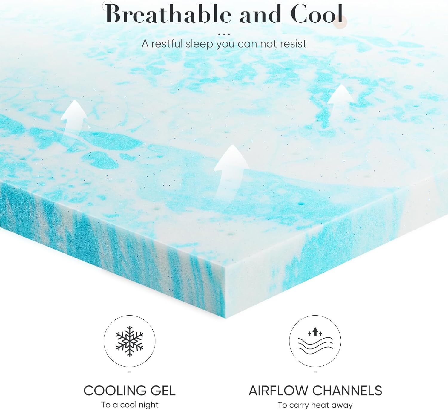 Memory Foam Mattress Topper Sleeper Sofa Thick Gel Infused Bed Toppers 2" 3"