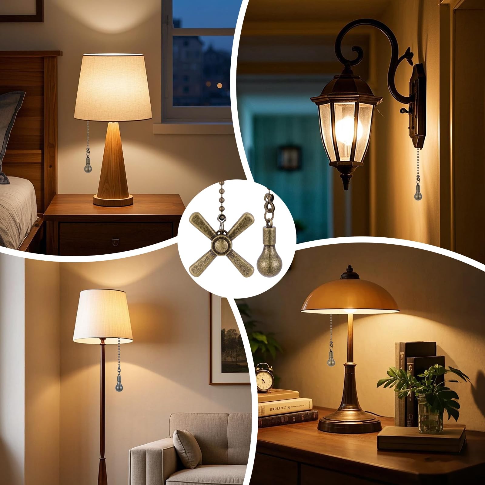 Kelduemi Ceiling Fan Pull Chain Ornaments, 13.6 Inches Fan Pulls Extension