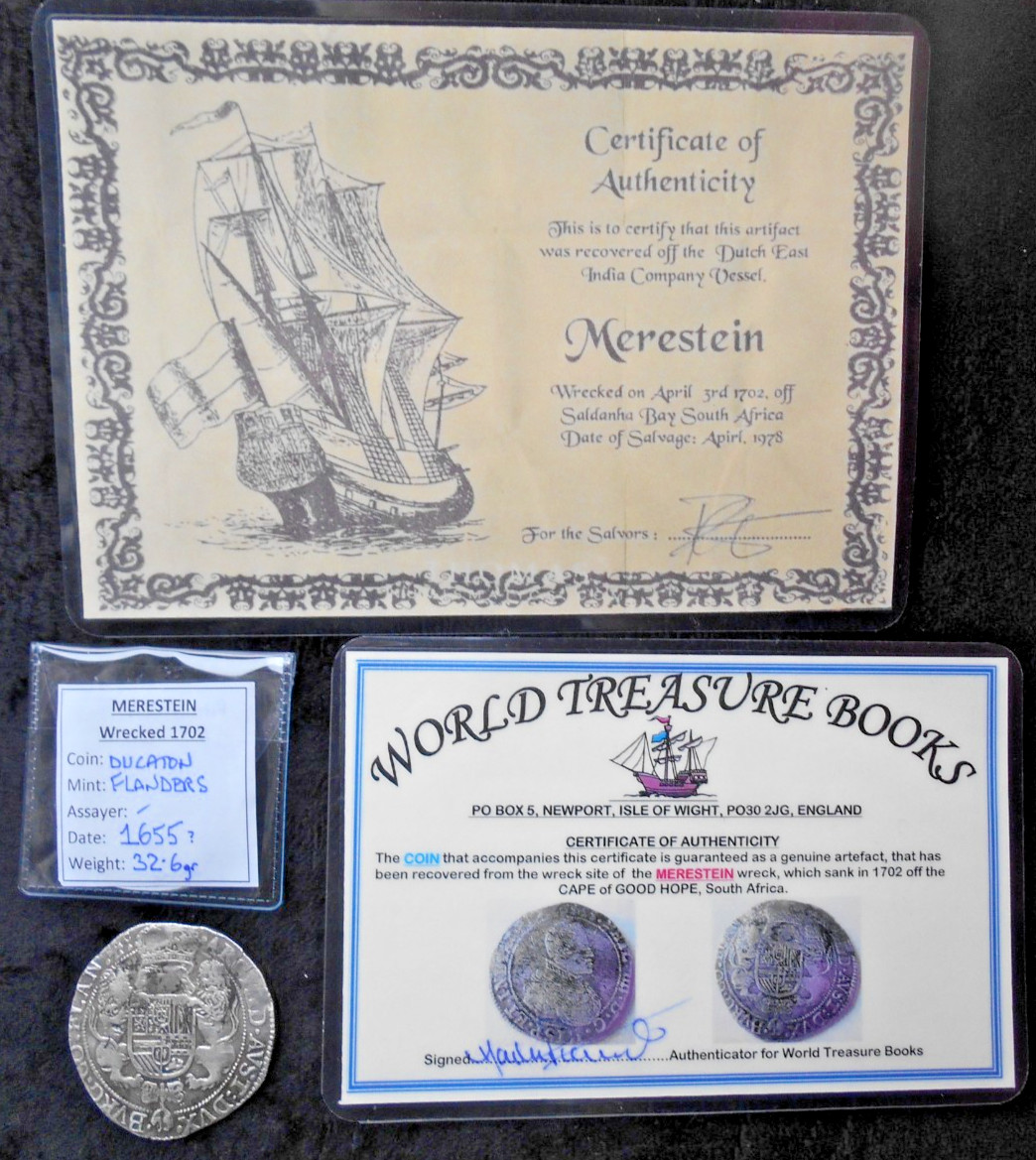 SHIPWRECK treasure SILVER PORTRAIT DUCATON coin MERESTEIN wreck 1655 VOC E India