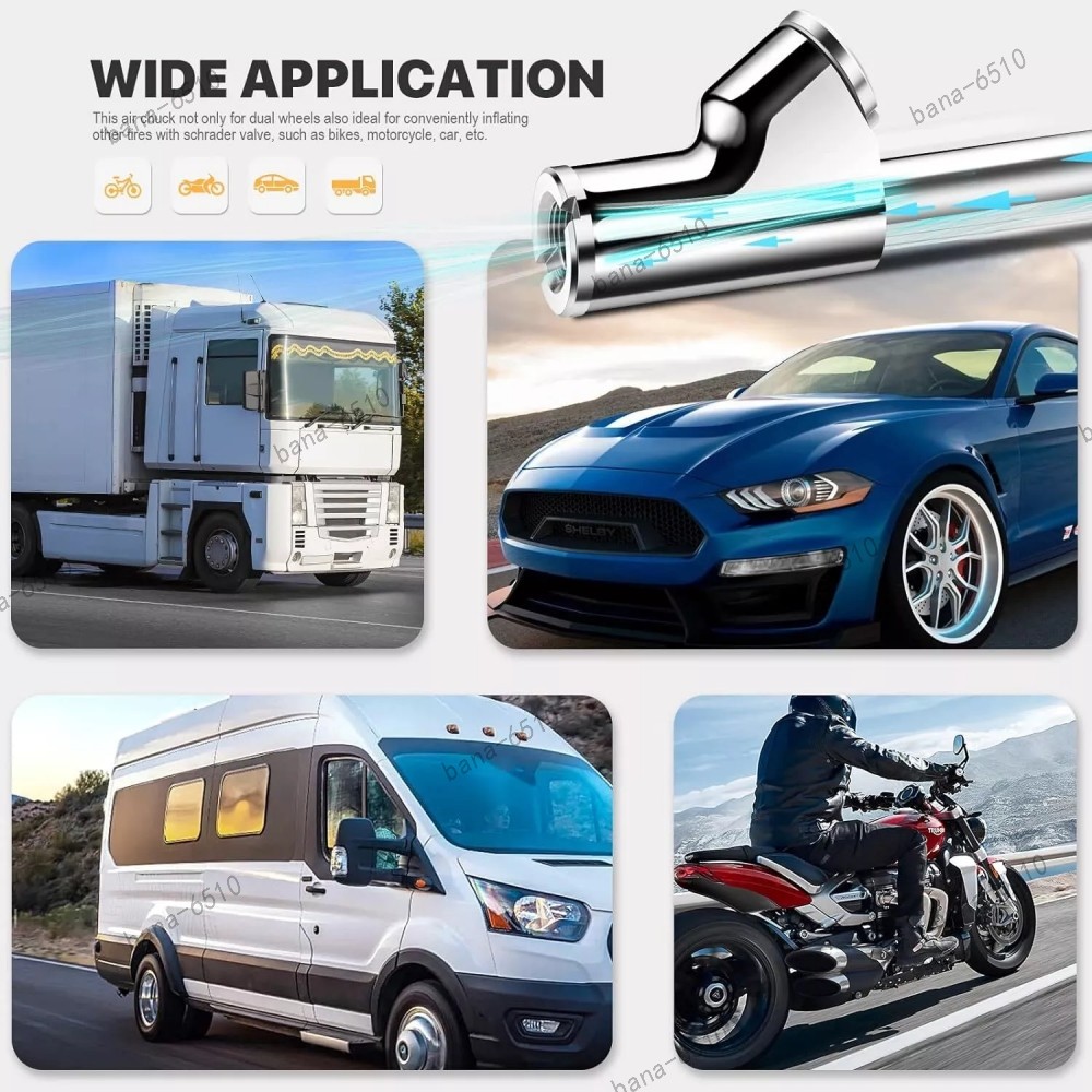 Dual Head Air Chuck 1/4" FNPT Straight Foot Lock On Truck RV Tire Inflate Chuck