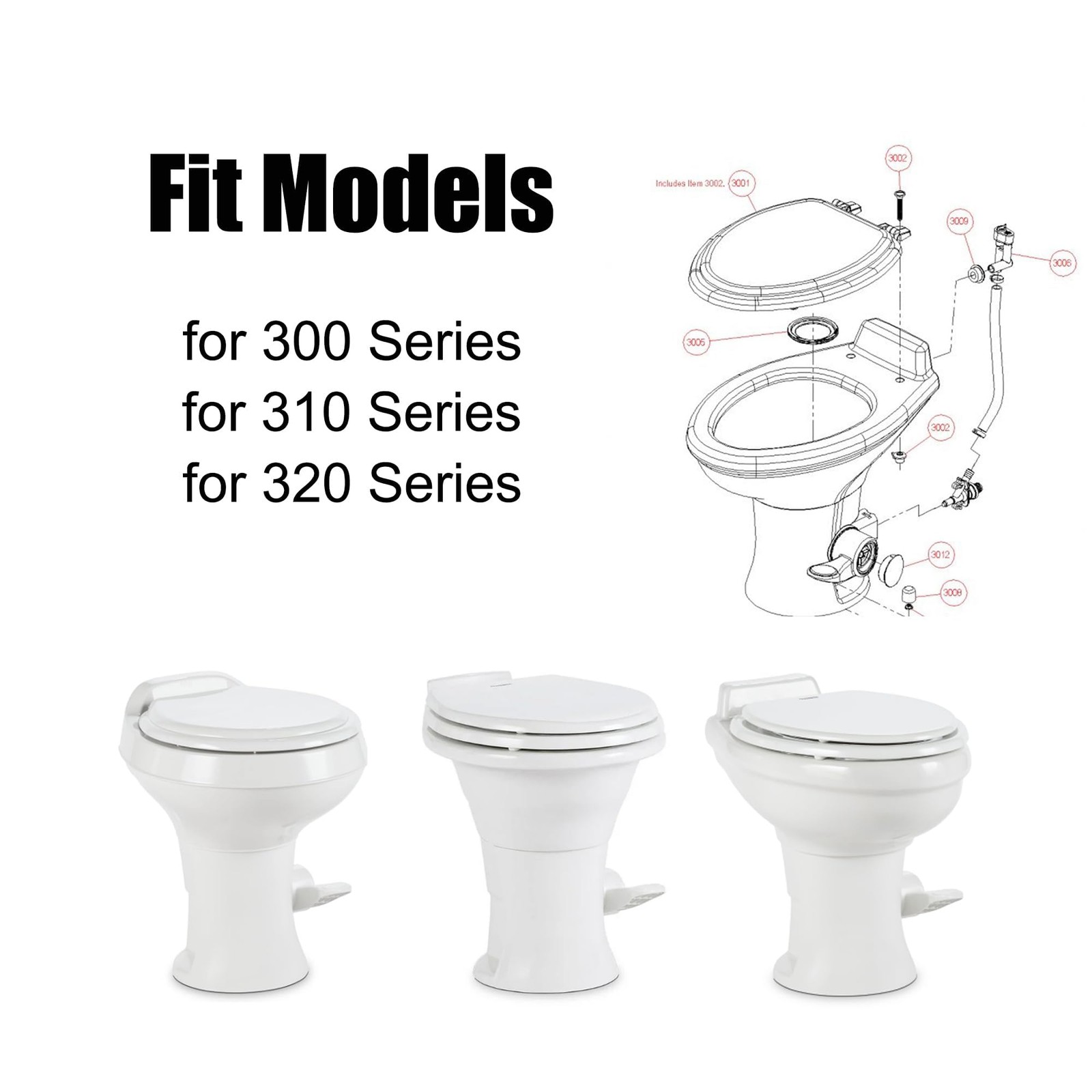 Femory RV Toilet Seal, Flush Ball Seal Gasket Replacement 385311658 for black