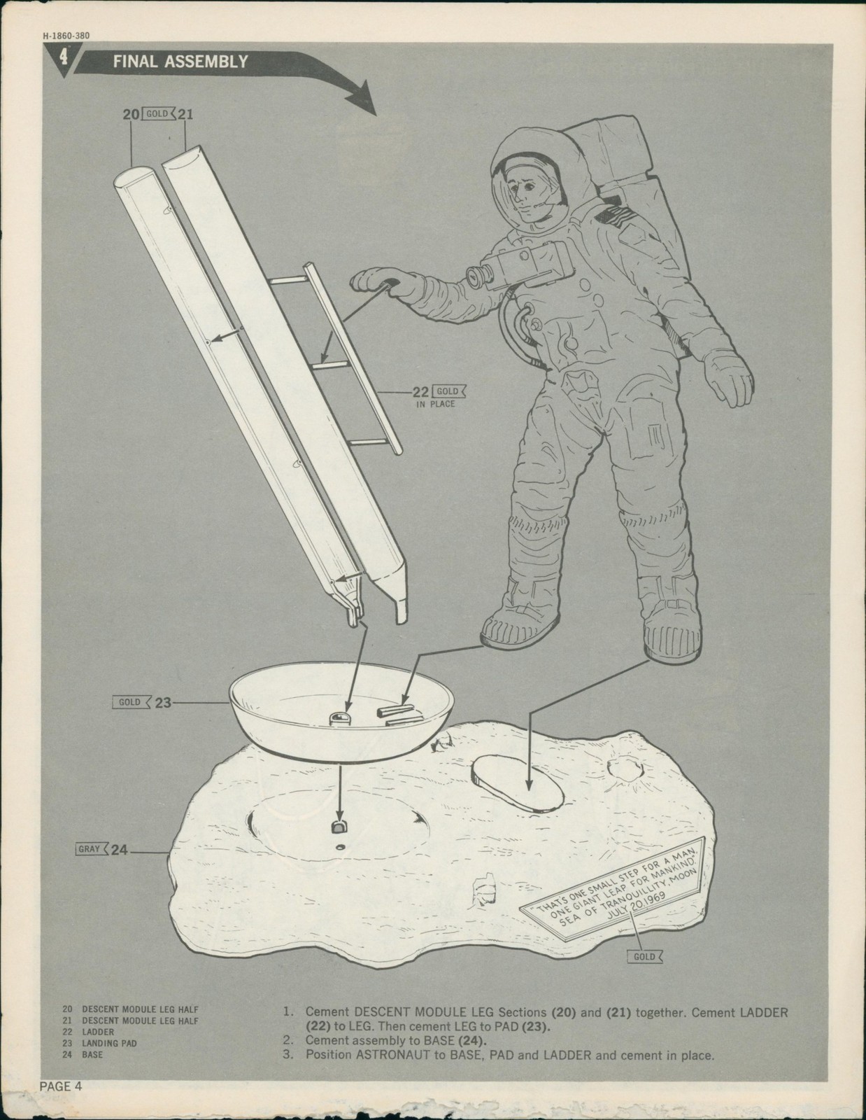 1970 Apollo 11 Lunar Module Revell Monogram Model Instructions NASA Moon Landing