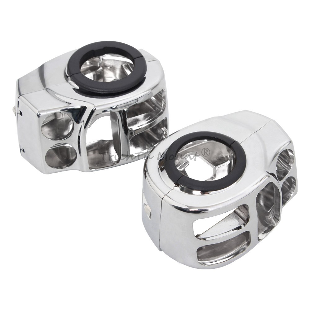 A Pair Chrome Switches Housing Cover For Harley Touring Street Glide 2014-2023