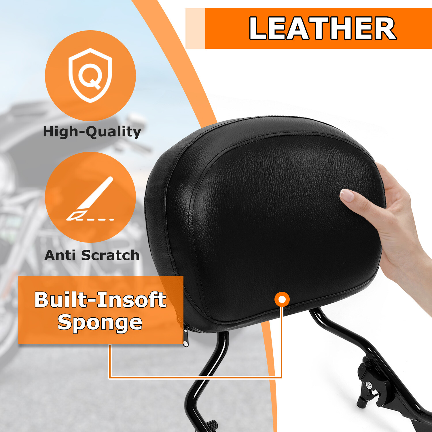 For Harley Touring 09-24 Detachable Passenger Backrest Sissy Bar w/ Stealth Rack