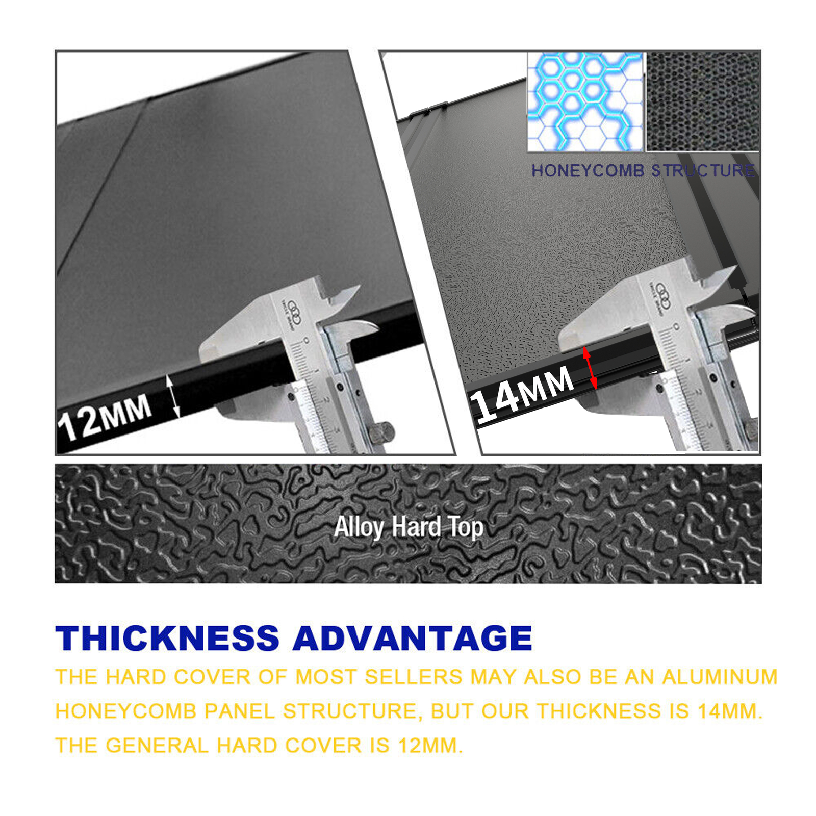 5FT Hard Tonneau Cover For 2019-2025 Ford Ranger Truck Bed Tri-Fold W/LED