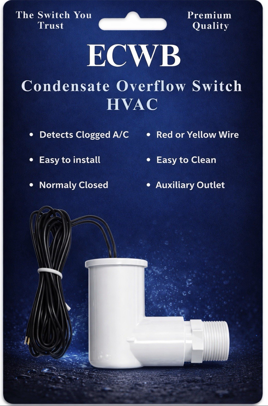 SS2 AC Float Switch HVAC Safety Shutoff Sensor 3/4-Inch Heavy-Duty Fitting  ECWB