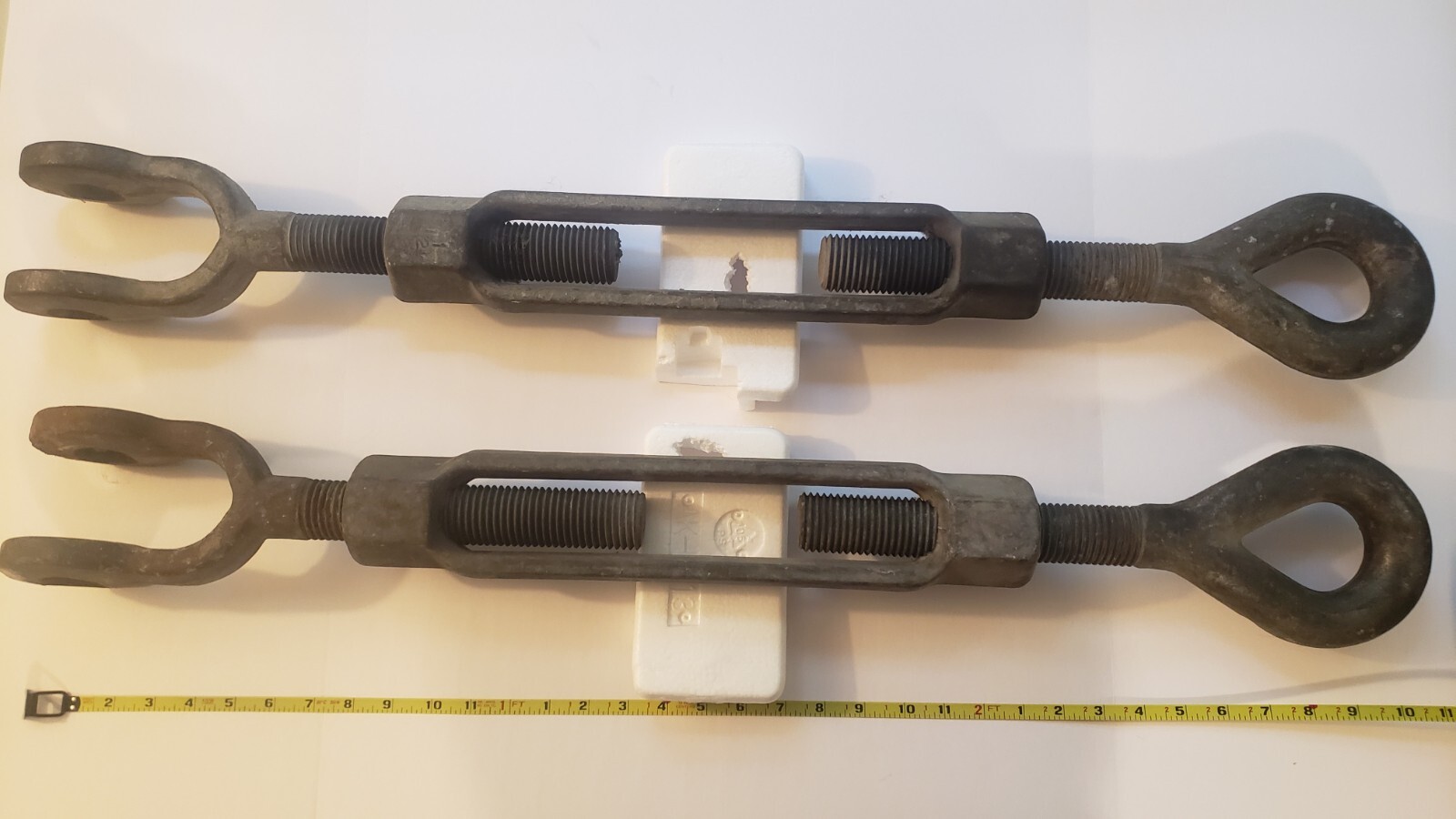 Pair Of Galvanized Jaw and Eye Turnbuckles 1.5" x 16"