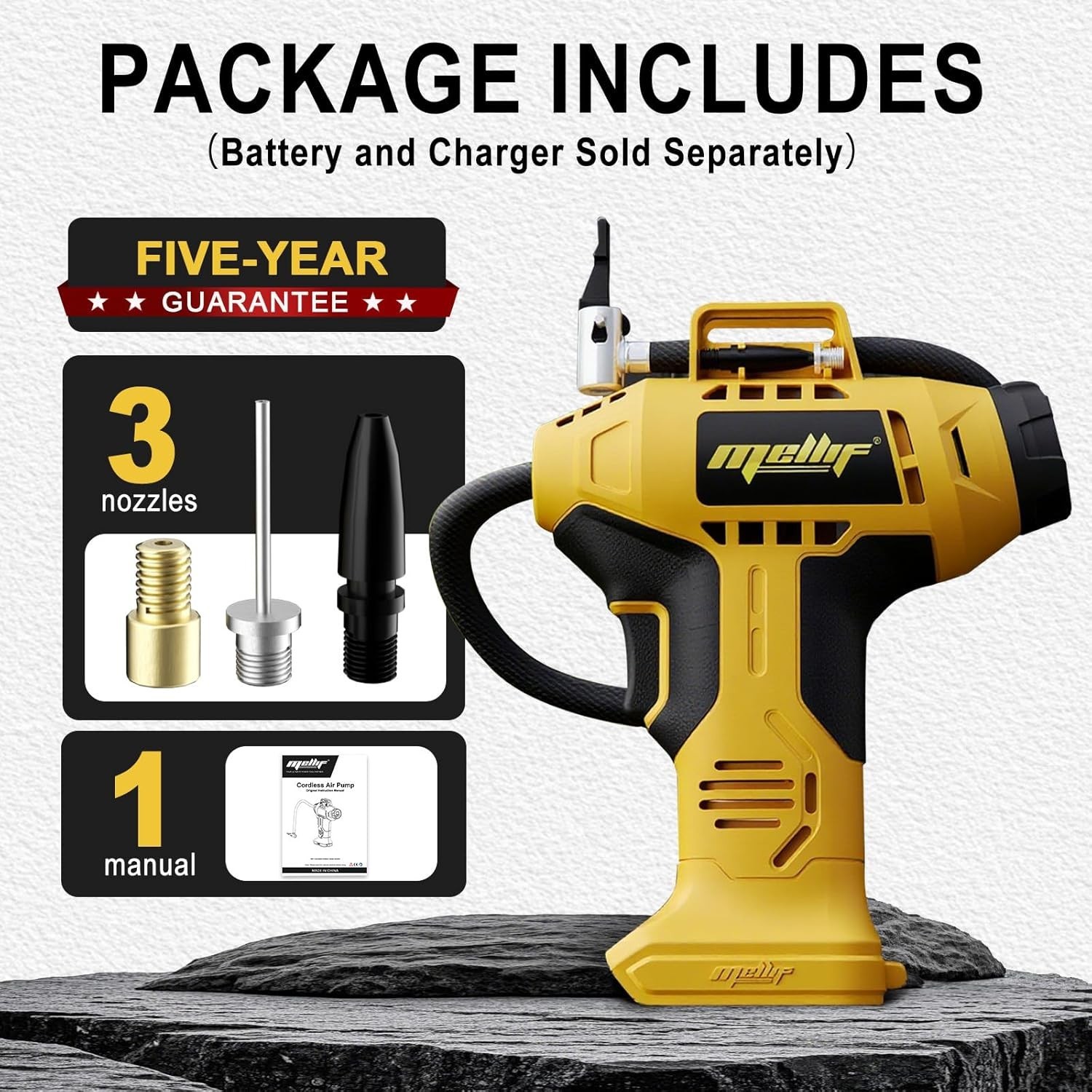 Cordless Tire Inflator Portable Air Compressor Tire Pump for Dewalt 20V Battery