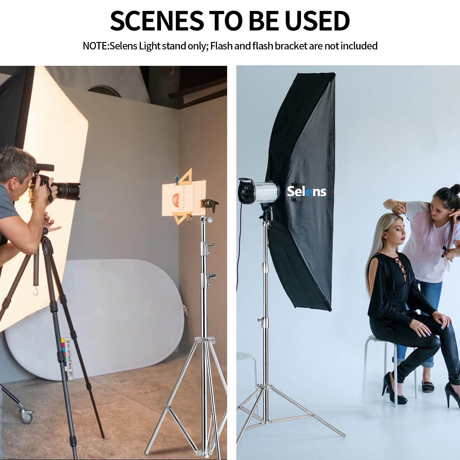 9.2ft Heavy Duty Light Stand Adjustable Tripod Stainless Steel Spring Damped