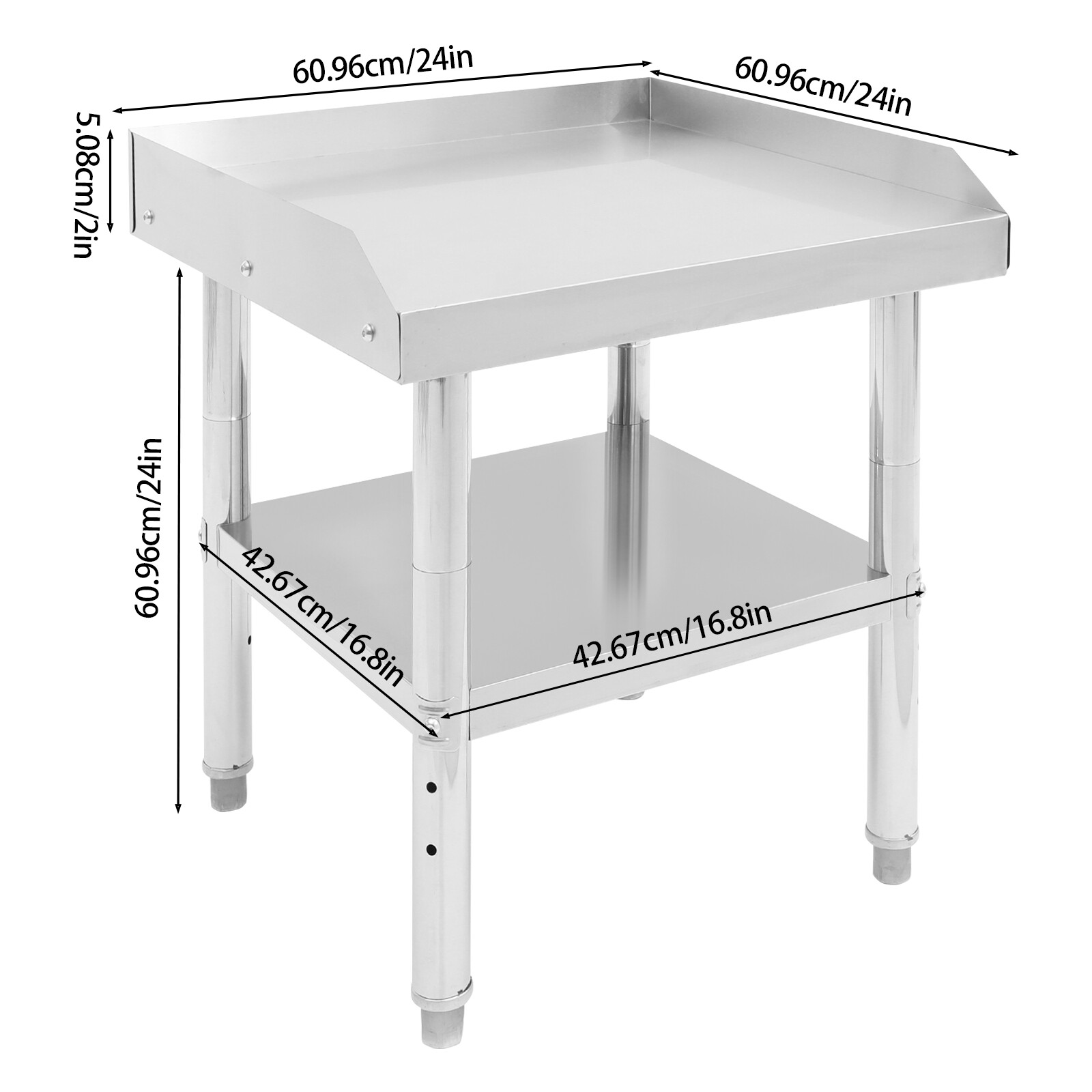 24" x 24" Stainless Steel Kitchen Work Table Commercial w/ Backsplash Kitchen