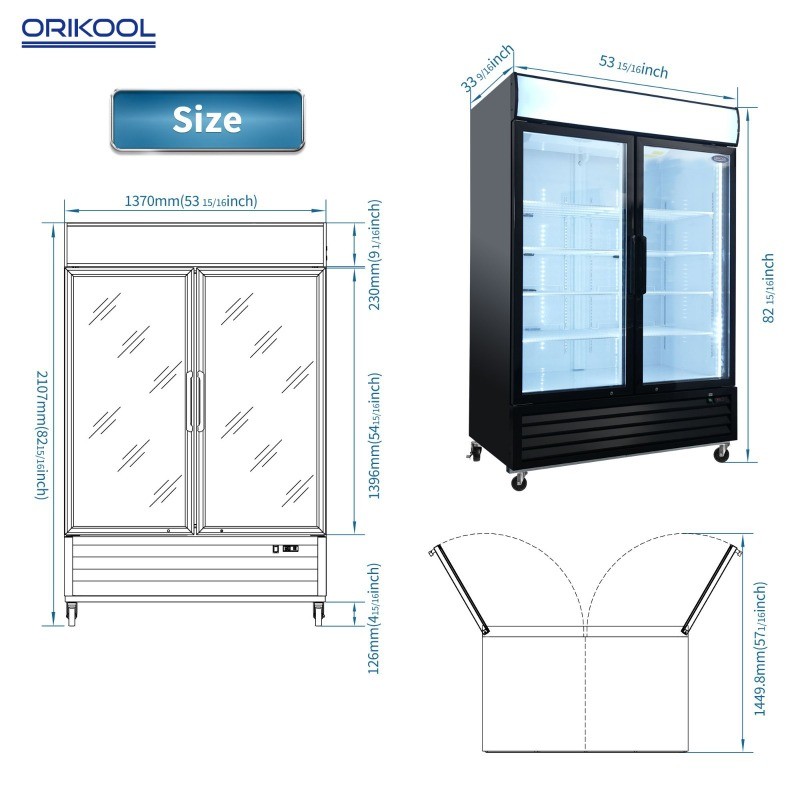 54" Glass Door Merchandiser Freezer 44.7Cu.ft Commercial Display Upright Freezer