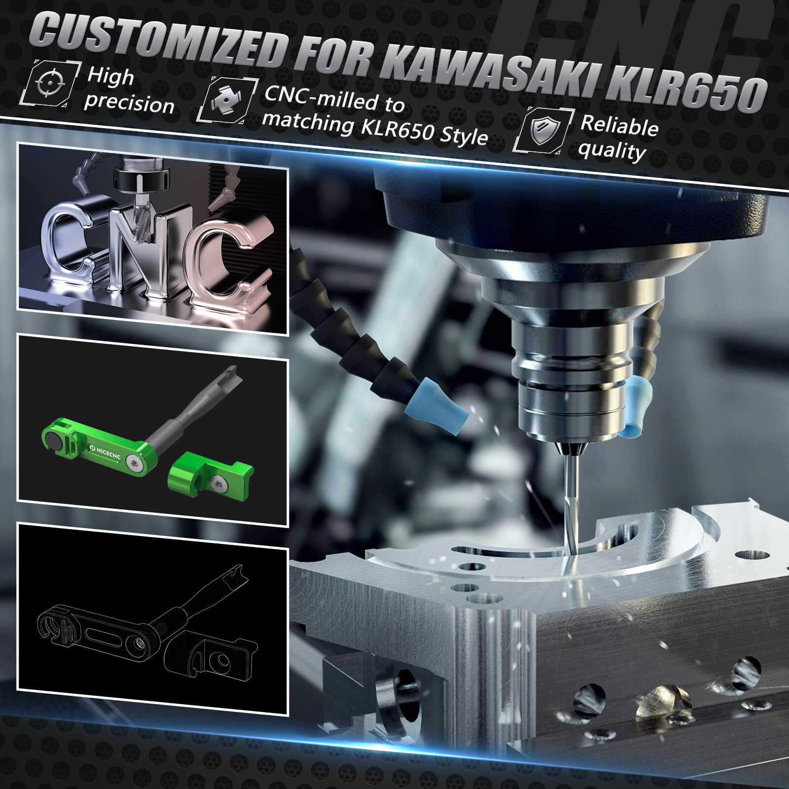 Aluminium Motorcycle One Finger Clutch Arm For Kawasaki KLR650 KLR 650 2008-2024