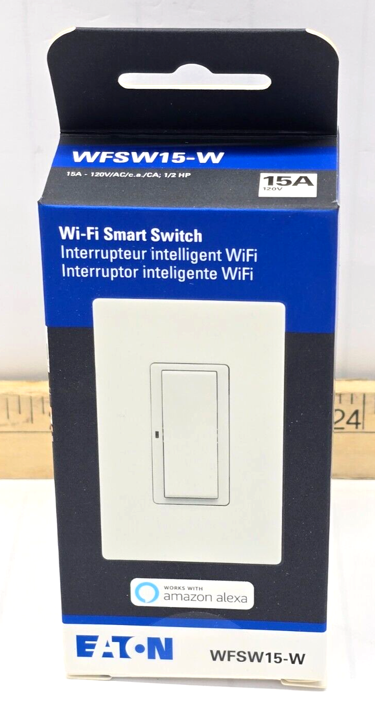 (6) NEW EATON Wi-Fi SMART DECORATOR SWITCHES 1 POLE/3-WAY WHITE WFSW15-W-SP-L